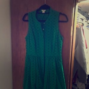 J Crew green eyelet cut out dress